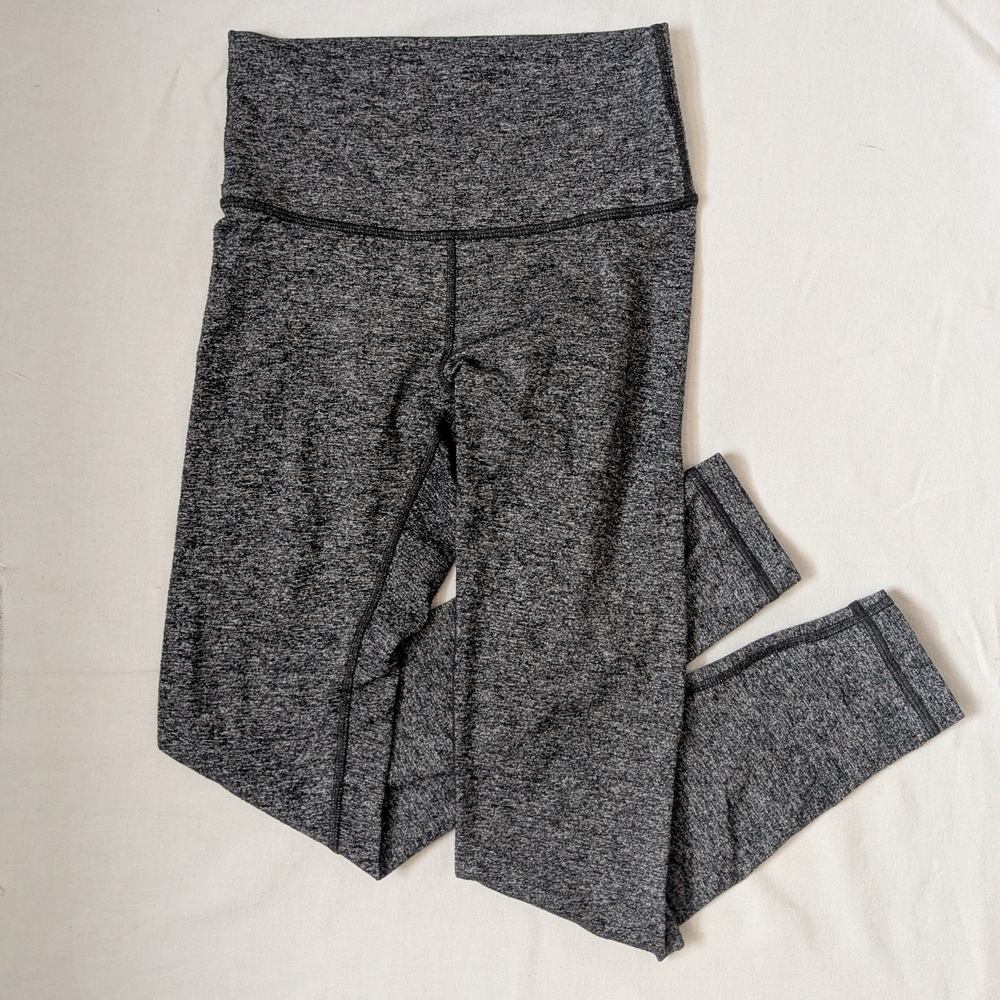 Lululemon Athletica Wunder Under Hi-Rise Heathered Black 7/8 Leggings Size 4